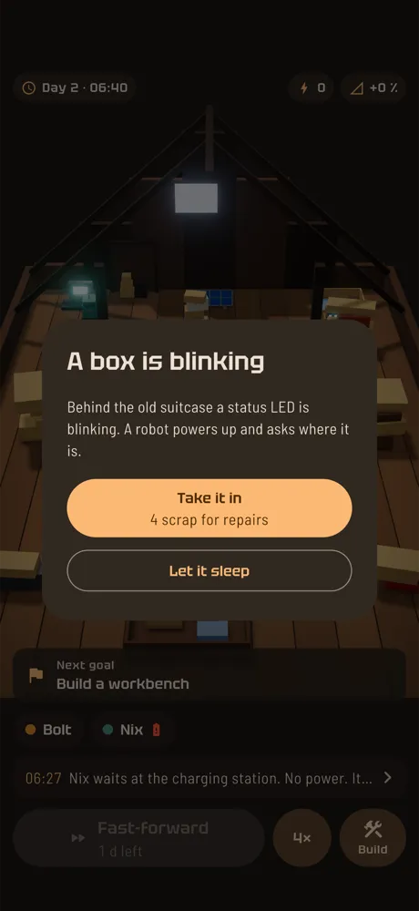 A decision dialog about a blinking box