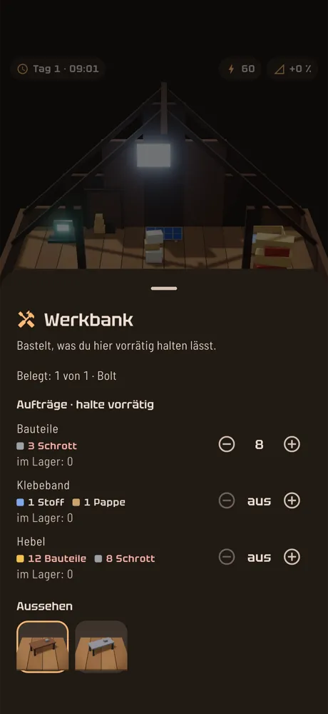 Das Auftragsblatt der Werkbank