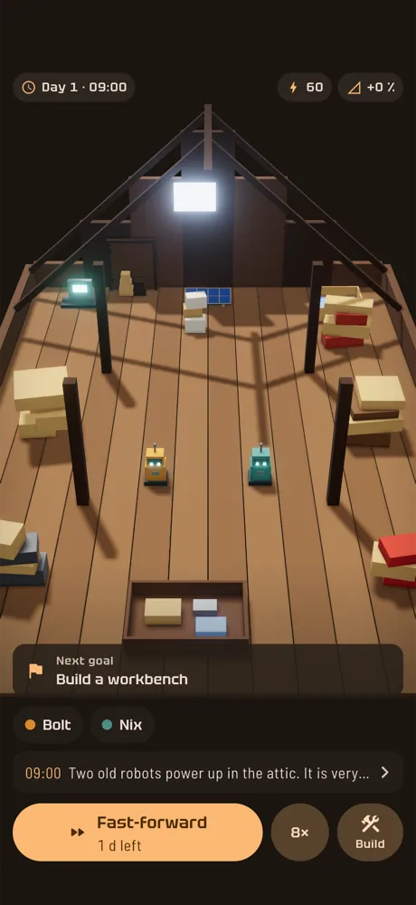 The attic in fast-forward with the speed control